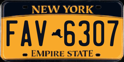 NY license plate FAV6307