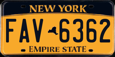 NY license plate FAV6362