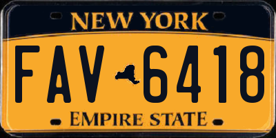 NY license plate FAV6418