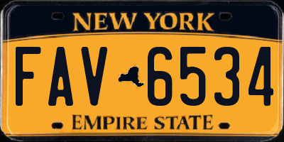 NY license plate FAV6534