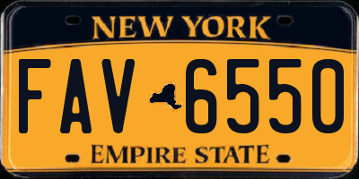 NY license plate FAV6550
