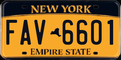 NY license plate FAV6601