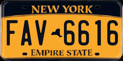 NY license plate FAV6616