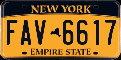 NY license plate FAV6617