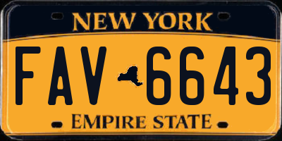 NY license plate FAV6643