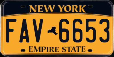NY license plate FAV6653