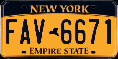 NY license plate FAV6671