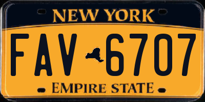 NY license plate FAV6707