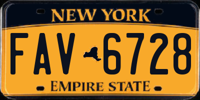 NY license plate FAV6728