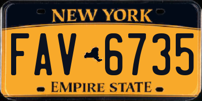 NY license plate FAV6735