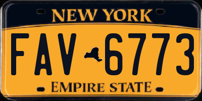 NY license plate FAV6773