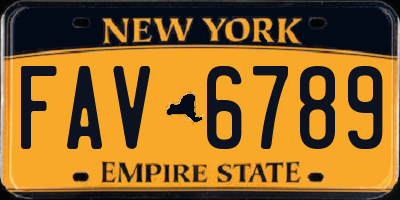 NY license plate FAV6789