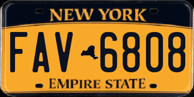 NY license plate FAV6808
