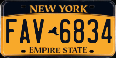 NY license plate FAV6834