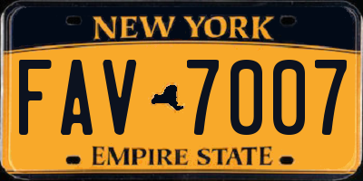 NY license plate FAV7007