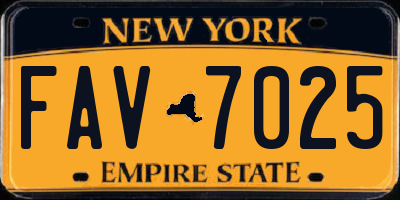 NY license plate FAV7025