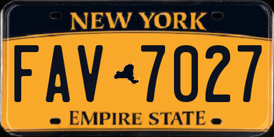 NY license plate FAV7027
