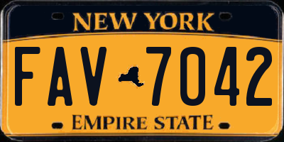 NY license plate FAV7042