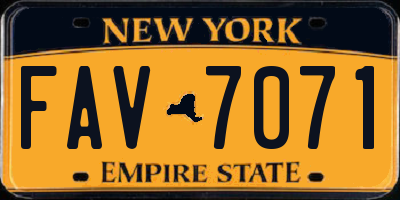 NY license plate FAV7071
