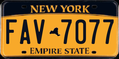 NY license plate FAV7077