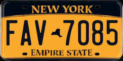 NY license plate FAV7085