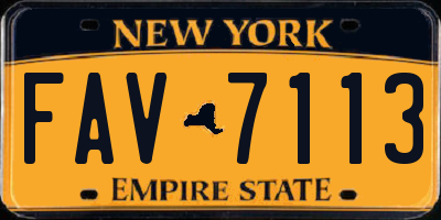 NY license plate FAV7113