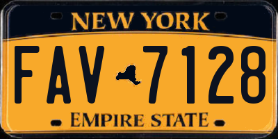 NY license plate FAV7128