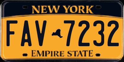 NY license plate FAV7232