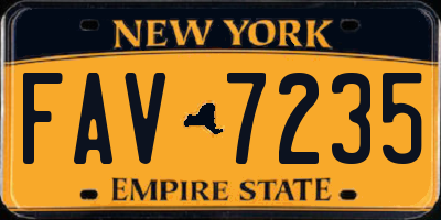 NY license plate FAV7235