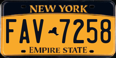 NY license plate FAV7258