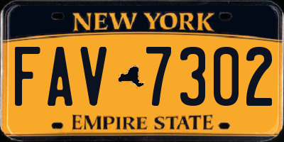 NY license plate FAV7302