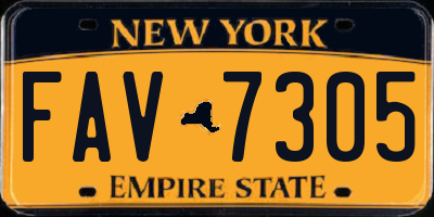 NY license plate FAV7305