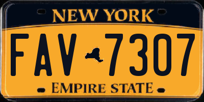NY license plate FAV7307