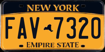 NY license plate FAV7320