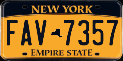 NY license plate FAV7357