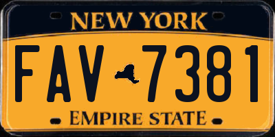 NY license plate FAV7381