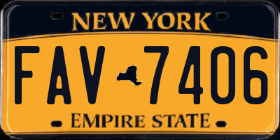NY license plate FAV7406