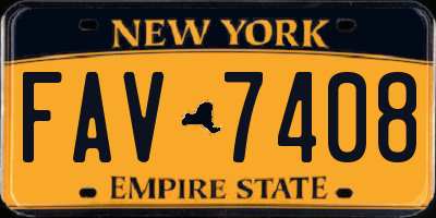NY license plate FAV7408