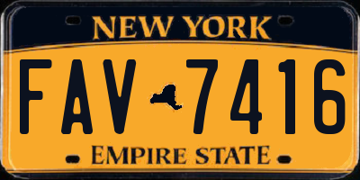 NY license plate FAV7416