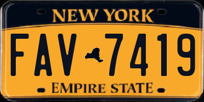 NY license plate FAV7419