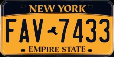 NY license plate FAV7433
