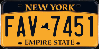 NY license plate FAV7451