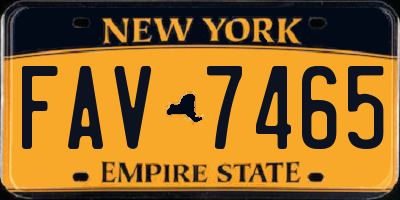 NY license plate FAV7465