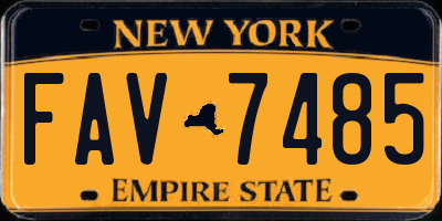 NY license plate FAV7485