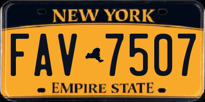 NY license plate FAV7507
