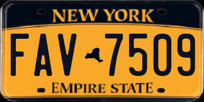 NY license plate FAV7509