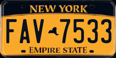 NY license plate FAV7533