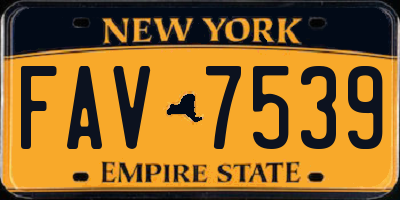 NY license plate FAV7539