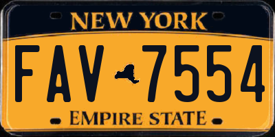 NY license plate FAV7554