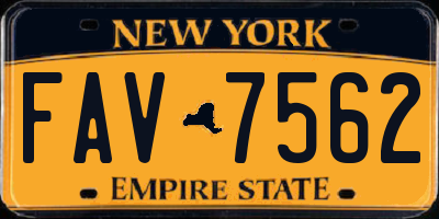 NY license plate FAV7562